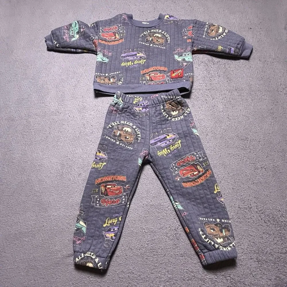Disney Baby Cars 2-Piece Sweatsuit Set Boys 18M Quilted Lightning McQueen Mater